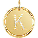 Lataa kuva Galleria-katseluun, 14K Yellow Rose White Gold Genuine Diamond Uppercase Letter K Initial Alphabet Pendant Charm Custom Engraved Personalized
