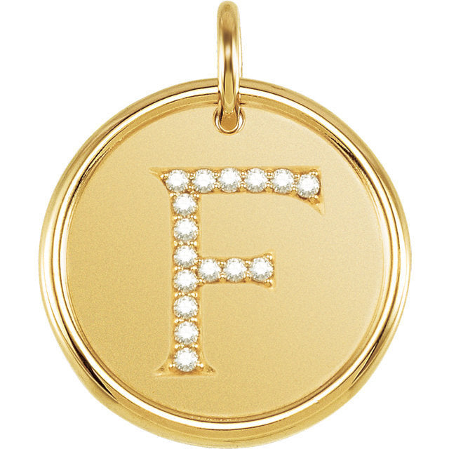 14k yellow rose white gold genuine diamond uppercase letter f initial alphabet pendant charm custom made to order personalized engraved