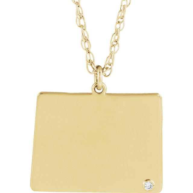 14k 10k yellow rose white gold diamond silver wyoming wy state map personalized city necklace