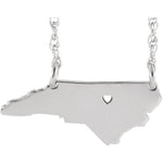 Carica l&#39;immagine nel visualizzatore di Gallery, 14k Gold 10k Gold Silver North Carolina NC State Map Necklace Heart Personalized City

