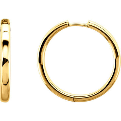 14k solid yellow rose white gold 24mm round endless hinged hoop earrings custom made to order