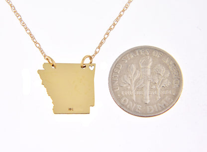 14k gold 10k gold silver arkansas state map necklace heart personalized city