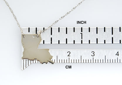 14k gold 10k gold silver louisiana state map necklace heart personalized city