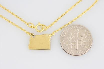 14k gold 10k gold silver oregon or state map necklace heart personalized city