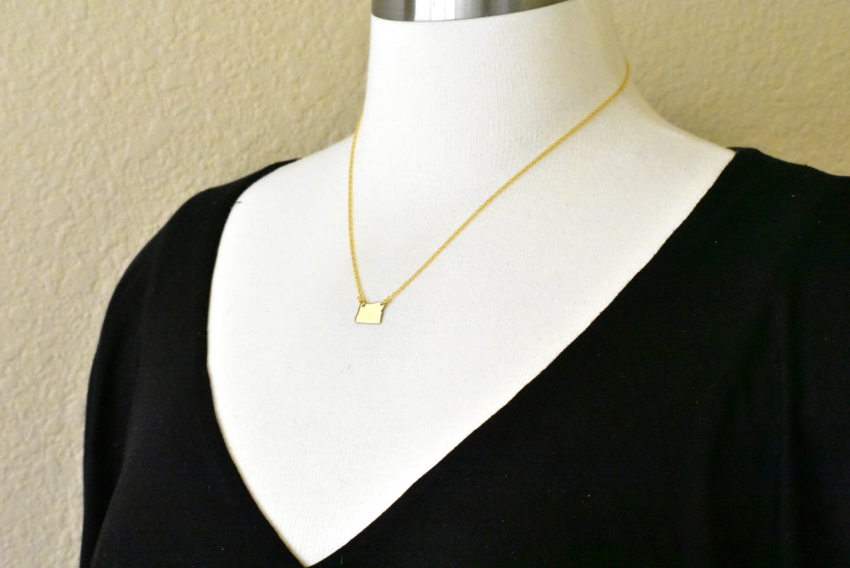14k gold 10k gold silver oregon or state map necklace heart personalized city