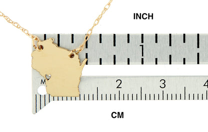 14k gold 10k gold silver wisconsin wi state map necklace heart personalized city