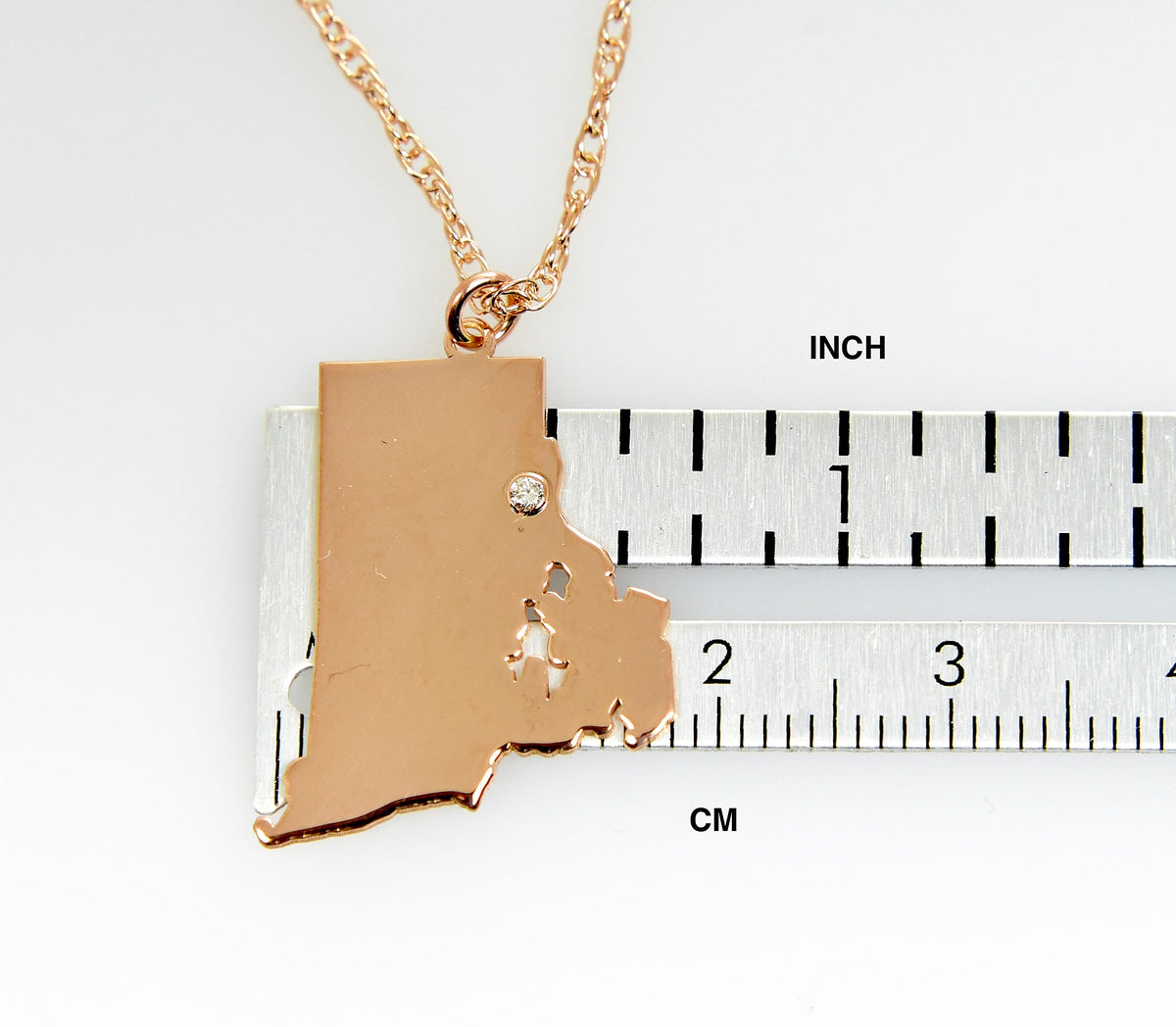 14k 10k yellow rose white gold diamond silver rhode island ri state map personalized city necklace