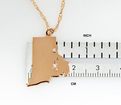 14k 10k yellow rose white gold diamond silver rhode island ri state map personalized city necklace