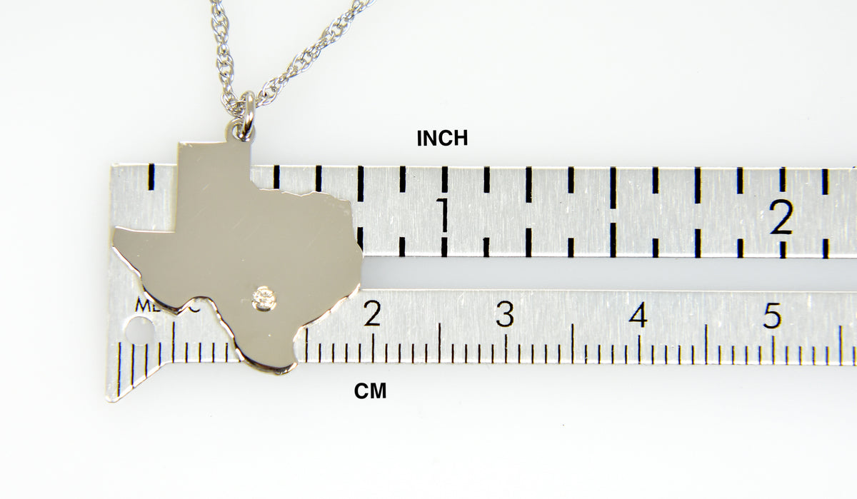 14k 10k yellow rose white gold diamond silver texas tx state map personalized city necklace