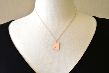 14k 10k yellow rose white gold diamond silver arizona az state map personalized city necklace