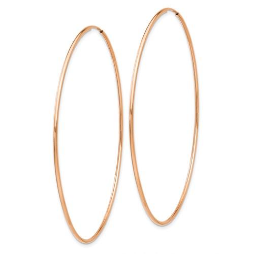 14k rose gold classic endless round hoop earrings 60mm x 1.25mm