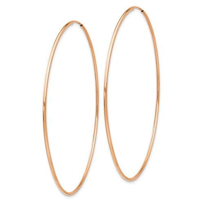 14k rose gold classic endless round hoop earrings 60mm x 1.25mm