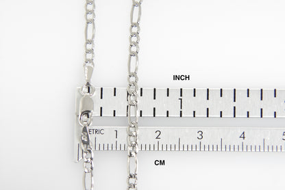 14k white gold 2.5mm lightweight figaro bracelet anklet choker necklace pendant chain