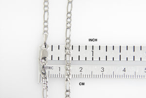 14K White Gold 2.5mm Lightweight Figaro Bracelet Anklet Choker Necklace Pendant Chain