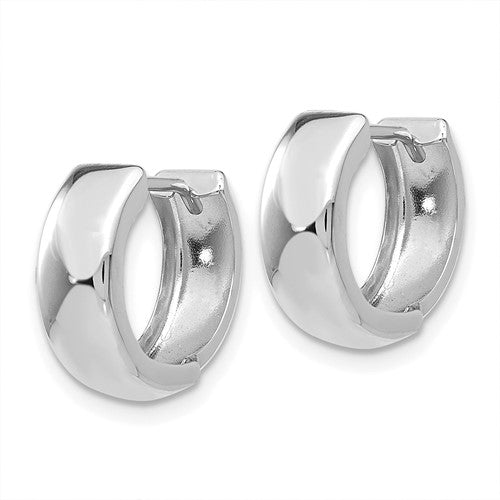 14k white gold classic huggie hinged hoop earrings 12mm x 5mm