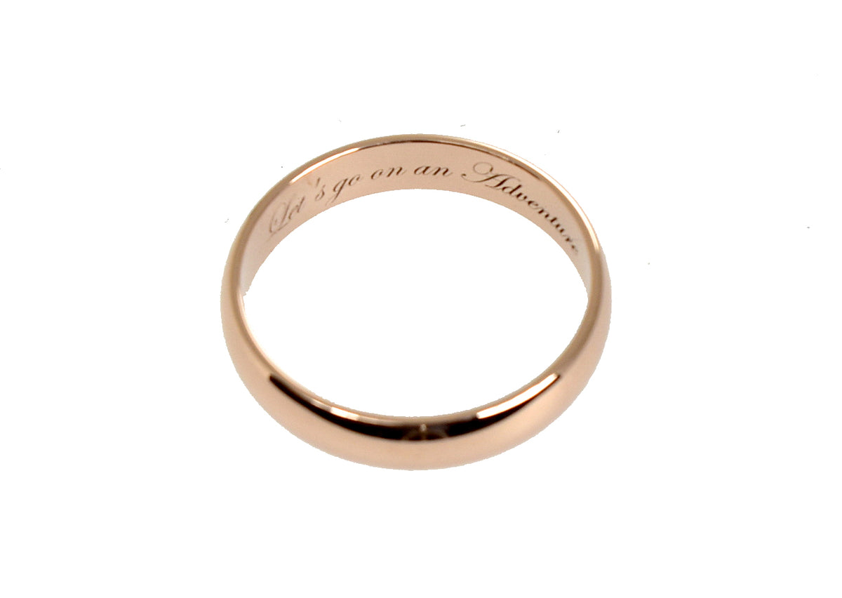 14k rose gold 4mm wedding anniversary promise ring band half round light