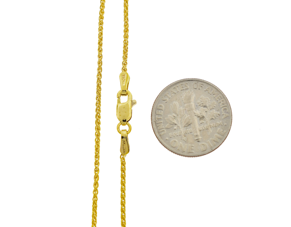 14k yellow gold 1.25mm spiga wheat bracelet anklet choker necklace pendant chain