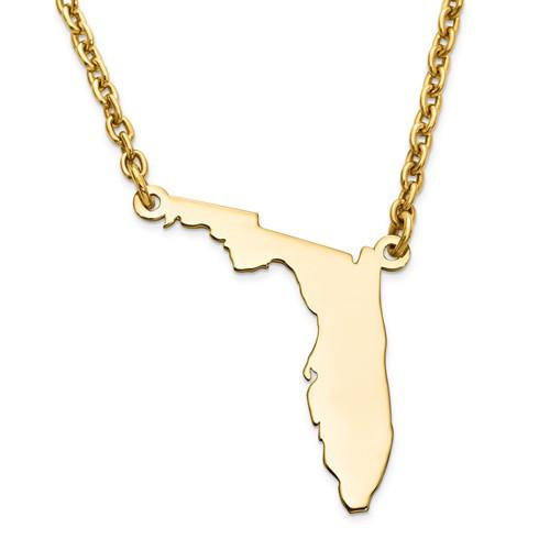 14k gold or sterling silver florida fl state necklace personalized monogram