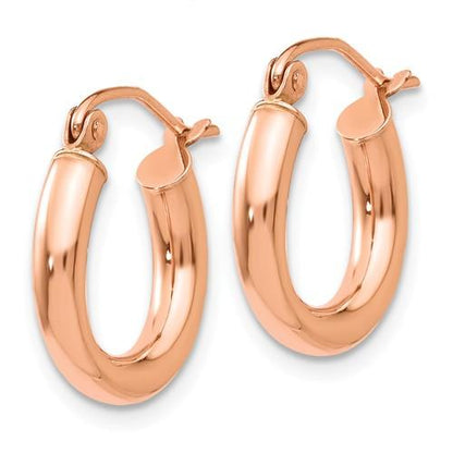 14k rose gold classic round hoop earrings 15mm x 3mm
