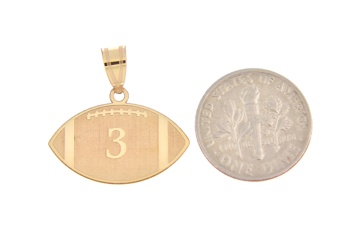 14k 10k gold sterling silver football personalized engraved pendant