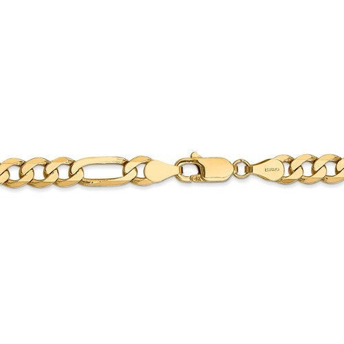 14K Yellow Gold 5.25mm Flat Figaro Bracelet Anklet Choker Necklace Pendant Chain