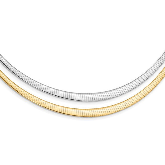 sterling silver gold plated reversible 3mm to 6mm graduated tapered omega cubetto choker necklace pendant chain