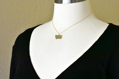 14k 10k yellow rose white gold diamond silver montana mt state map personalized city necklace