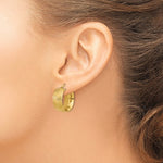 將圖片載入圖庫檢視器 14K Yellow Gold Textured Modern Contemporary Round Hoop Earrings
