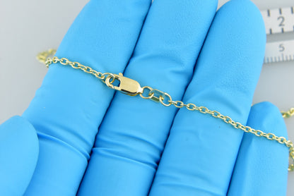 14k yellow gold 2mm cable bracelet anklet choker necklace pendant chain lobster clasp