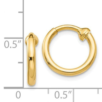 14k yellow gold 14mm x 2mm classic round endless hoop non pierced clip on earrings