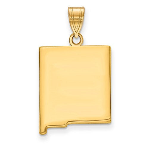 14k gold or sterling silver new mexico nm state map pendant charm personalized monogram