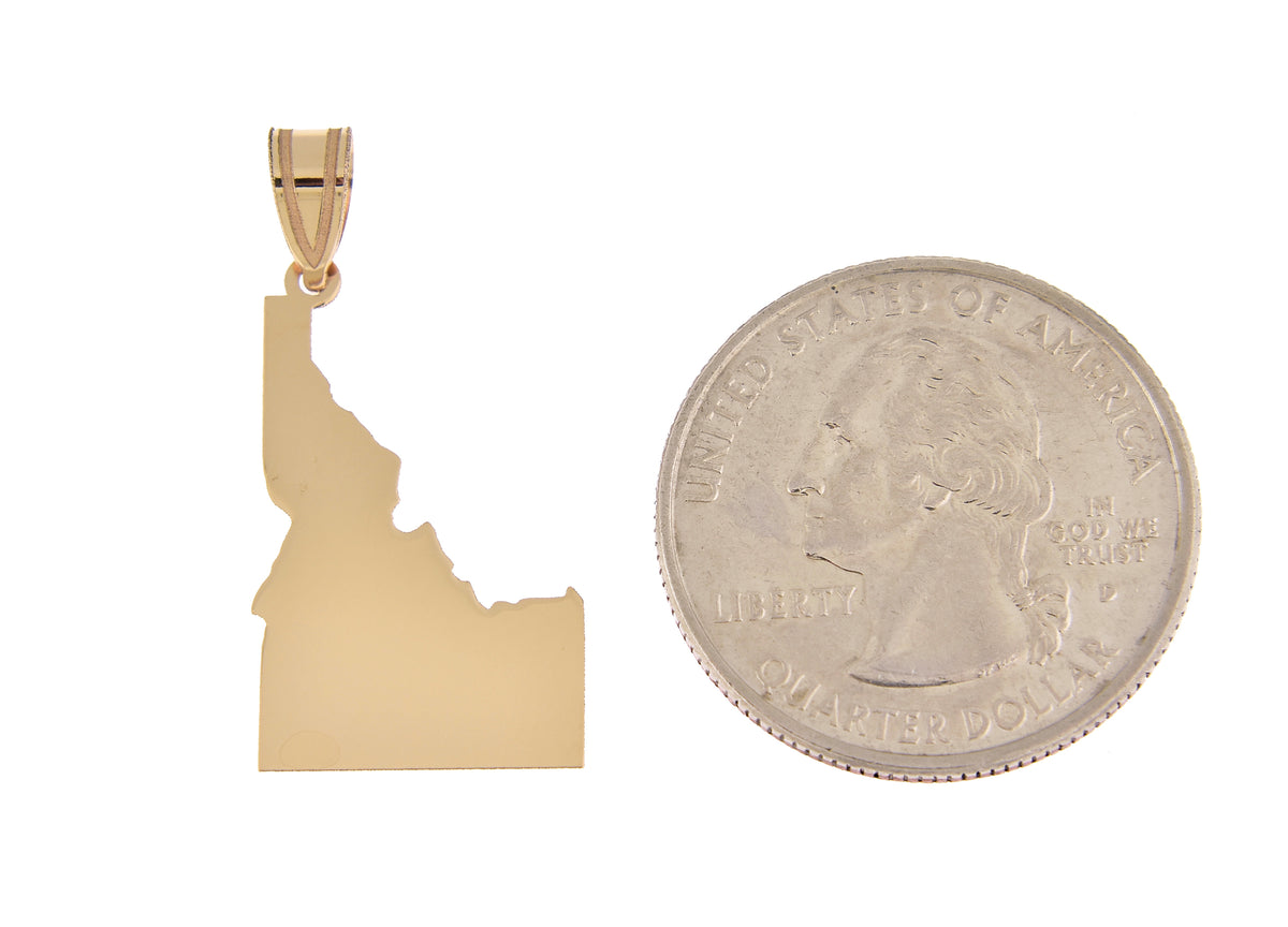 14k gold or sterling silver idaho id state map pendant charm personalized monogram