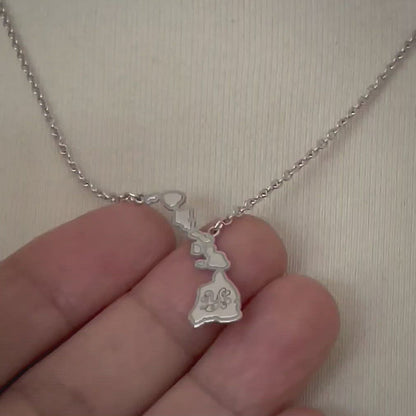 14K Gold or Sterling Silver Hawaii HI State Necklace Personalized Monogram