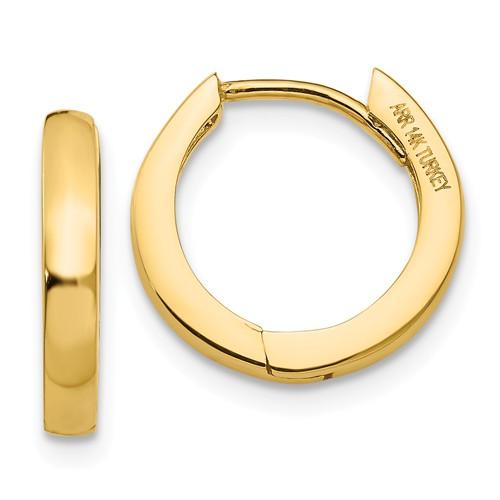 14k yellow gold classic huggie hinged hoop earrings 13mm x 13mm x 2mm
