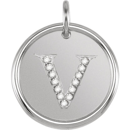 14k yellow rose white gold genuine diamond uppercase letter v initial alphabet pendant charm custom made to order personalized engraved