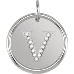 Load image into Gallery viewer, 14K Yellow Rose White Gold Genuine Diamond Uppercase Letter V Initial Alphabet Pendant Charm Custom Made To Order Personalized Engraved
