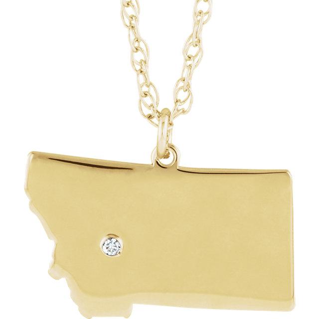 14k 10k yellow rose white gold diamond silver montana mt state map personalized city necklace