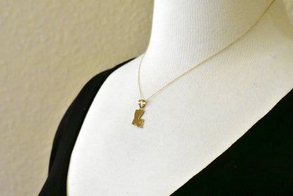 14k gold or sterling silver louisiana la state map pendant charm personalized monogram
