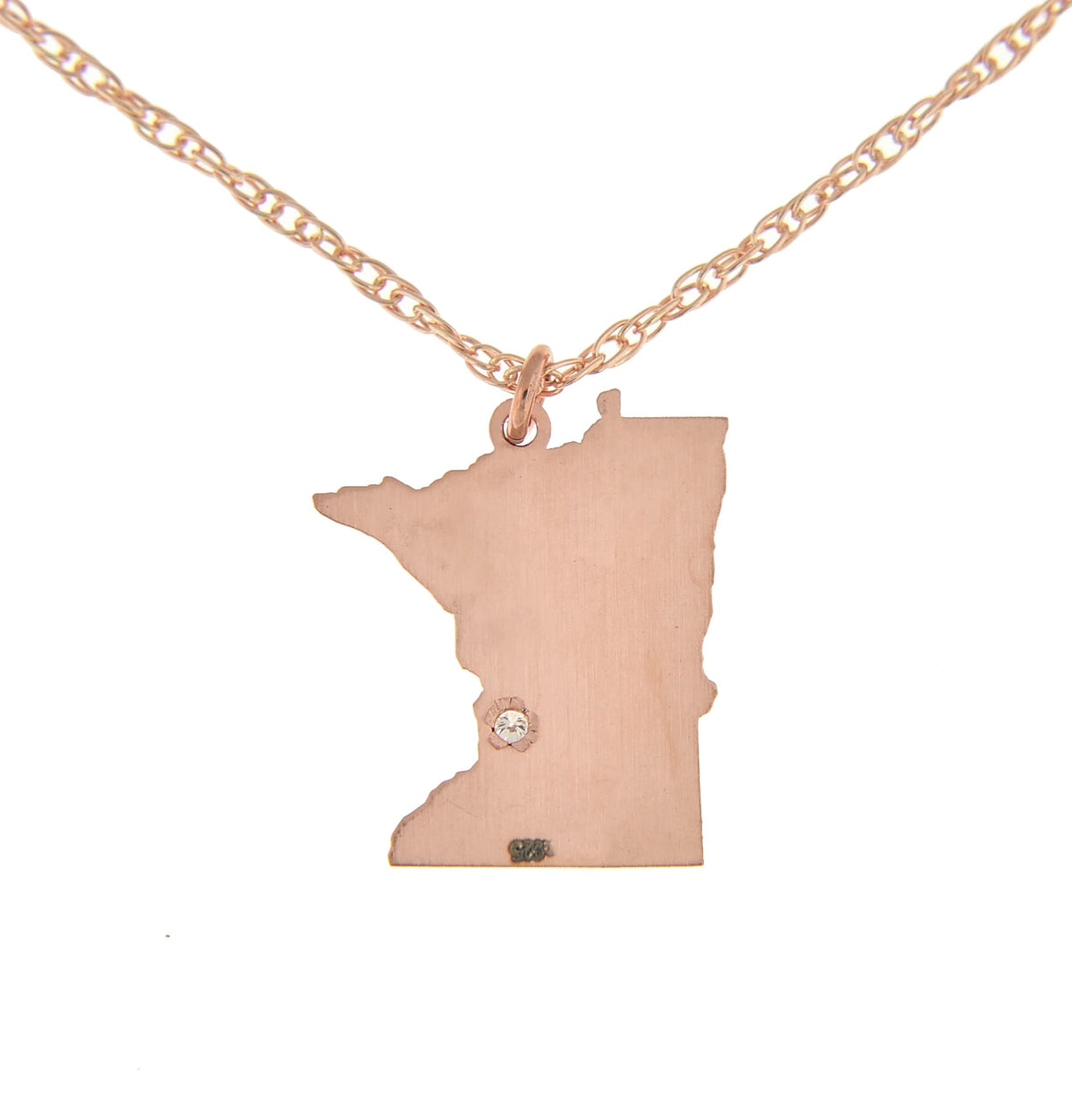 14k 10k yellow rose white gold diamond silver minnesota mn state map personalized city necklace