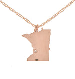 Load image into Gallery viewer, 14k 10k Yellow Rose White Gold Diamond Silver Minnesota MN State Map Personalized City Necklace
