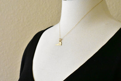 14k gold or sterling silver virginia va state map pendant charm personalized monogram