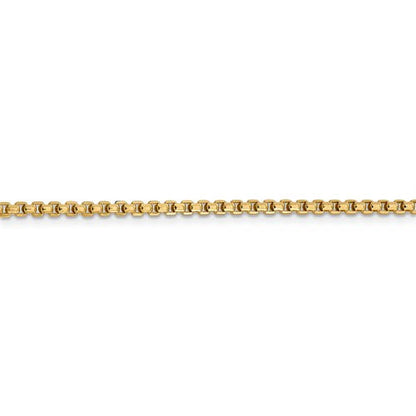 14k yellow gold 2.45mm round box bracelet anklet choker necklace pendant chain lobster clasp