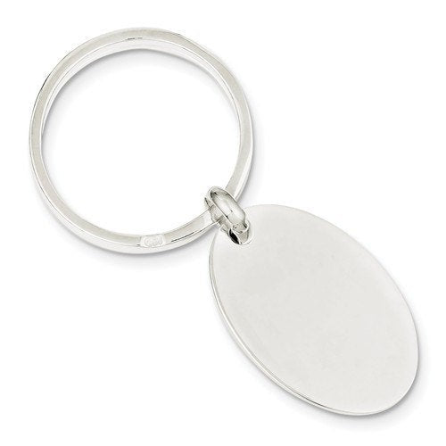 Engravable Sterling Silver Oval Key Holder Ring Keychain Personalized Engraved Monogram