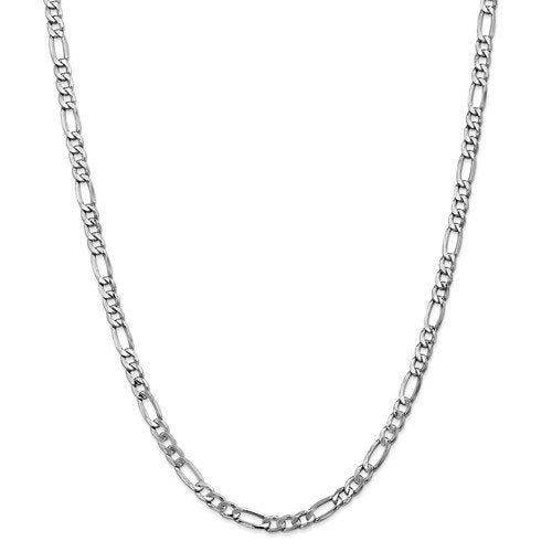 14k white gold 5.75mm lightweight figaro bracelet anklet choker necklace pendant chain