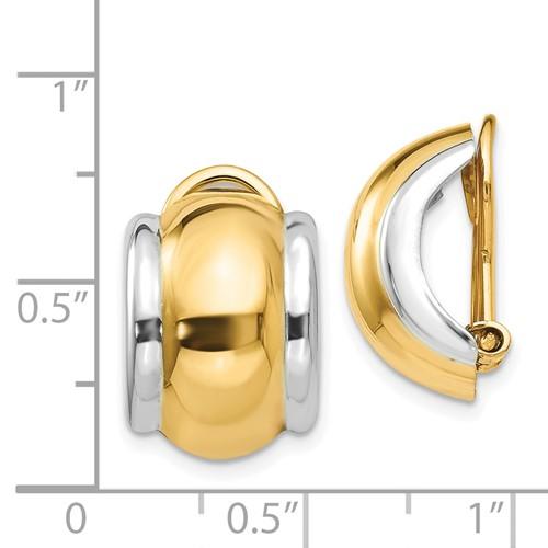 14k yellow white gold two tone non pierced clip on earrings