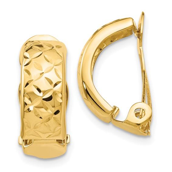 14k yellow gold non pierced clip on j hoop earrings