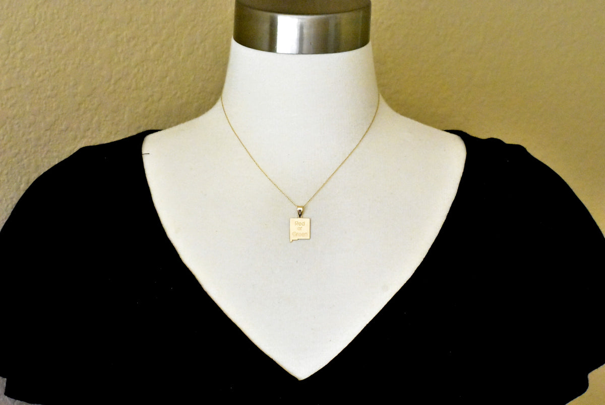 14k gold or sterling silver new mexico nm state map pendant charm personalized monogram