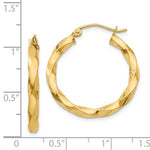 이미지를 갤러리 뷰어에 로드 , 14K Yellow Gold Twisted Modern Classic Round Hoop Earrings 25mm x 3mm
