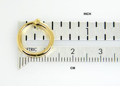 14k yellow gold 14mm x 2mm classic round endless hoop non pierced clip on earrings