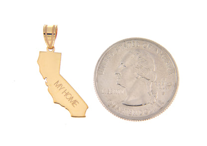 14k gold or sterling silver california ca state pendant charm personalized monogram